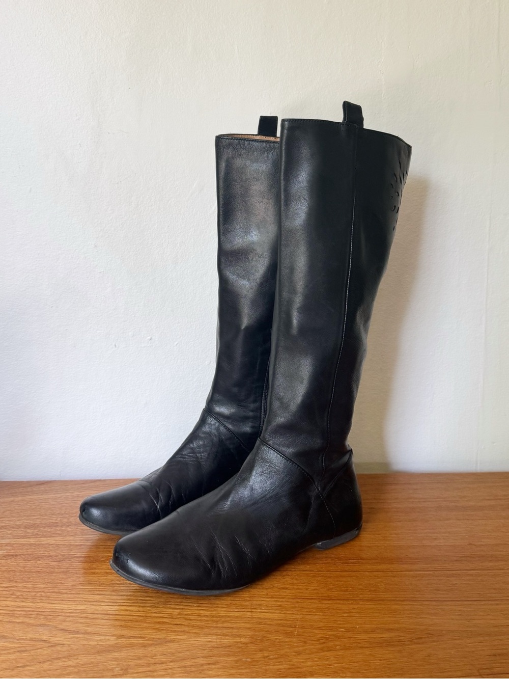 John Fluevog Black Knee-High Leather Riding Boots